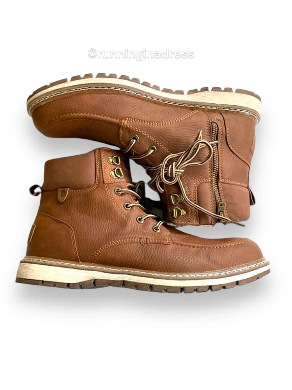 NWT BKE Buckle Midtown Cognac Brown Faux Leather Zip Wedge Boots Men’s Size 10